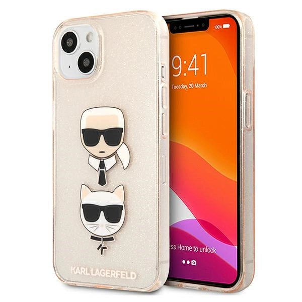 Karl Lagerfeld KLHCP13SKCTUGLGO iPhone 13 mini 5,4" złoty/guld hårdkasse Glitter Karl`s & Choupette