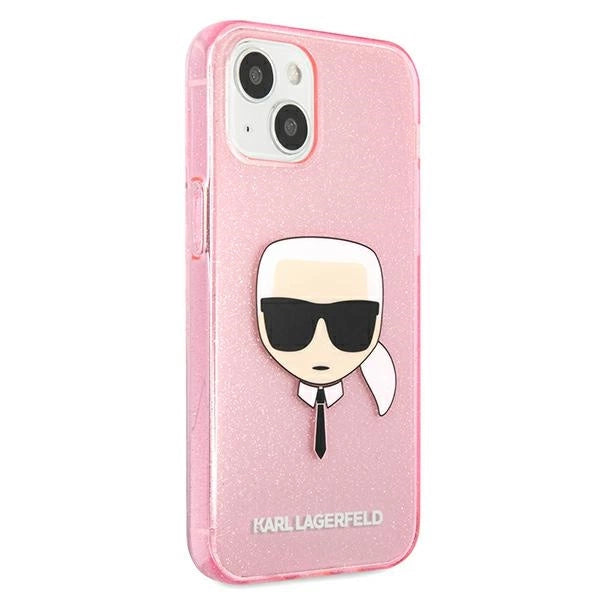 Karl Lagerfeld KLHCP13SKHTUGLP iPhone 13 mini 5,4" rosa/rosa hårdkasse Glitter Karl's Head