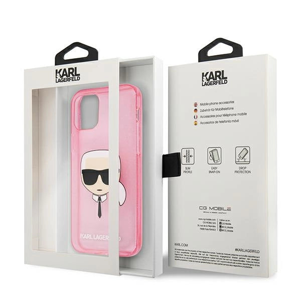 Karl Lagerfeld KLHCP13SKHTUGLP iPhone 13 mini 5,4" rosa/rosa hårdkasse Glitter Karl's Head