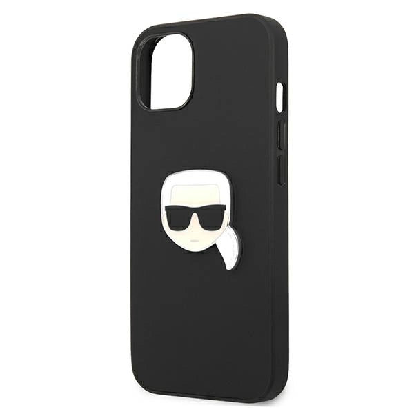 Karl Lagerfeld KLHCP13SPKMK iPhone 13 mini 5,4′′ sort/sort hårdkasse læder Ikonik Karls hoved metal