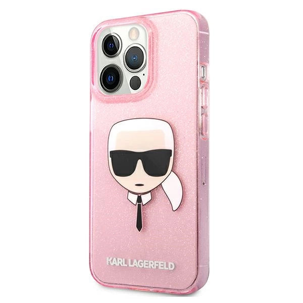 Karl Lagerfeld KLHCP13XKHTUGLP iPhone 13 Pro Max 6,7" Rosé/rosa hårdkasse Glitter Karl ̊s hoved