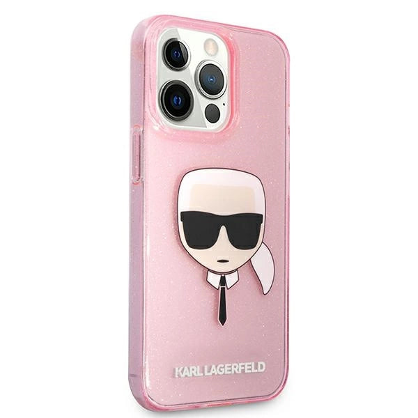 Karl Lagerfeld KLHCP13XKHTUGLP iPhone 13 Pro Max 6,7" Rosé/rosa hårdkasse Glitter Karl ̊s hoved