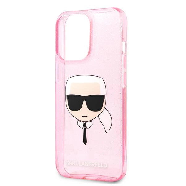 Karl Lagerfeld KLHCP13XKHTUGLP iPhone 13 Pro Max 6,7" Rosé/rosa hårdkasse Glitter Karl ̊s hoved