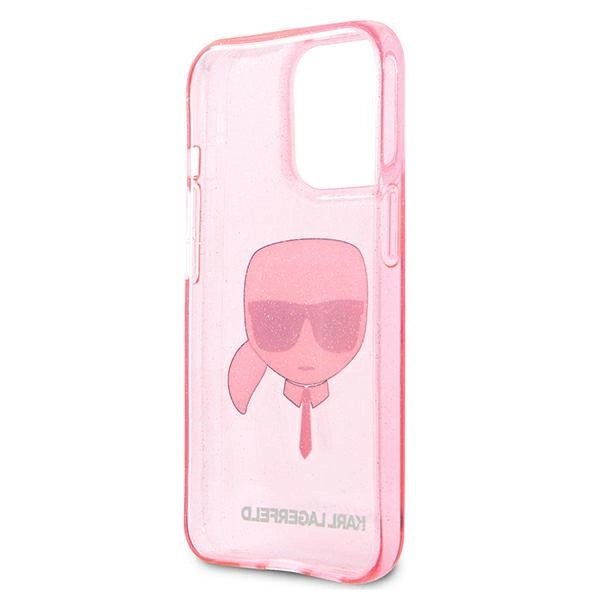 Karl Lagerfeld KLHCP13XKHTUGLP iPhone 13 Pro Max 6,7" Rosé/rosa hårdkasse Glitter Karl ̊s hoved