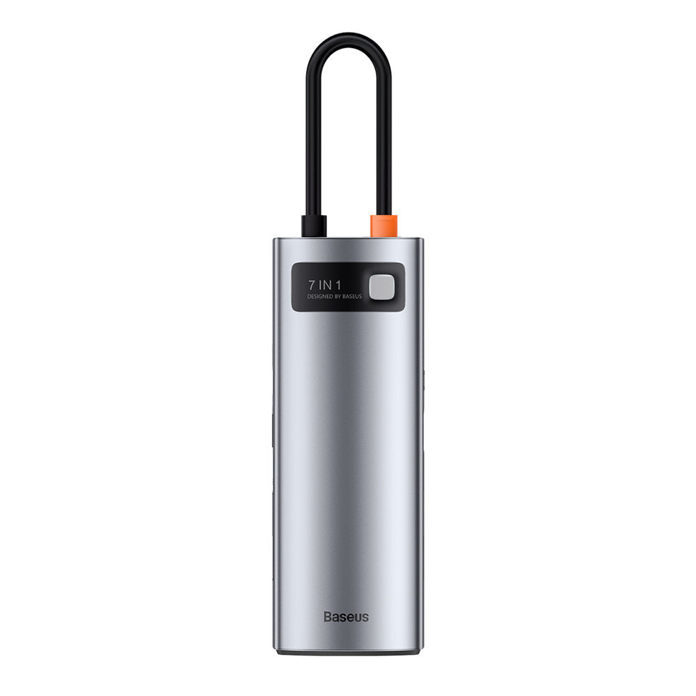 Baseus Metal Gleam Series multifunctional USB HUB 7in1 Type C HDMI TF PD card reader gray (WKWG020113)