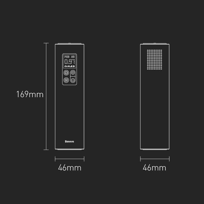 Baseus CRCQ000001 Mini-dækkompressor til cigarettestænderafdeling - sort