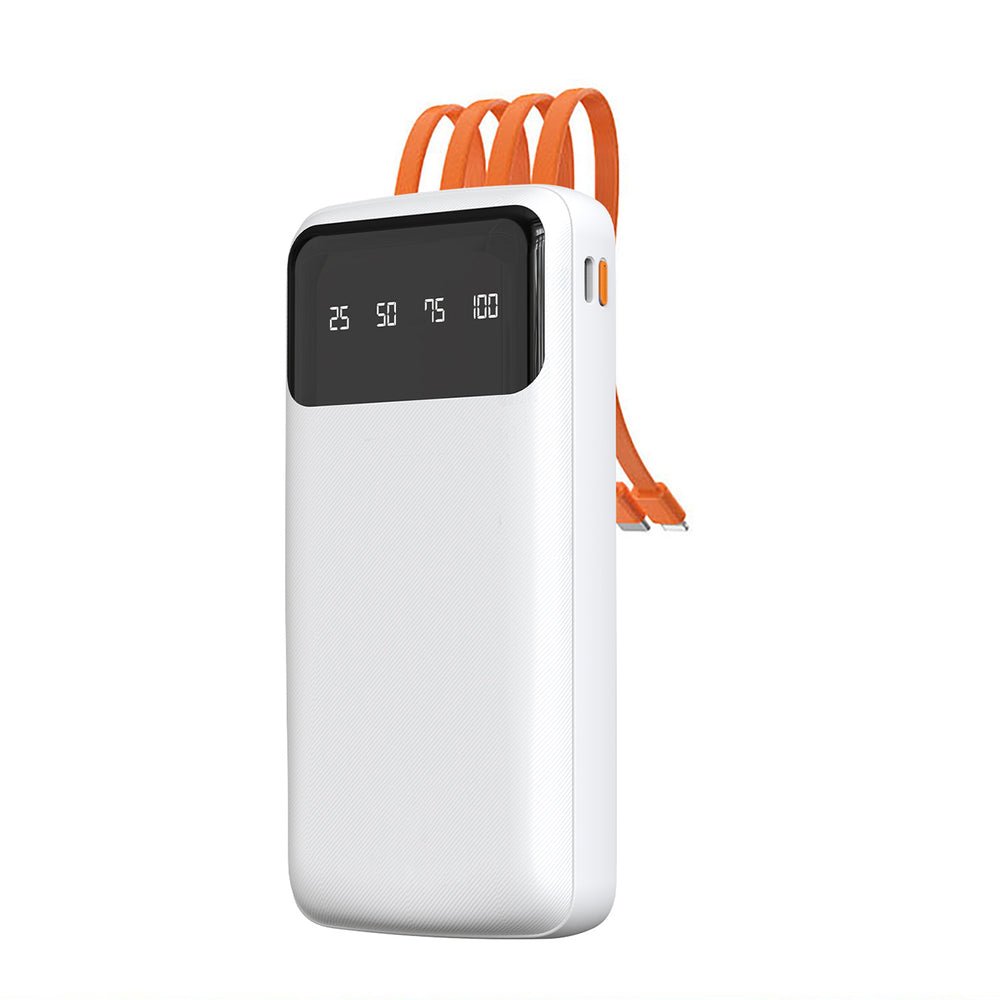Dudao K6Pro Universal 10000mAh Power Bank med USB-kabel, USB Type C, Lightning hvid (K6Pro-hvid)