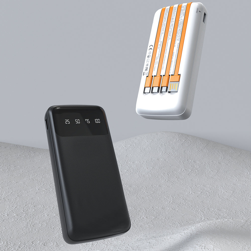 Dudao K6Pro Universal 10000mAh Power Bank med USB-kabel, USB Type C, Lightning hvid (K6Pro-hvid)