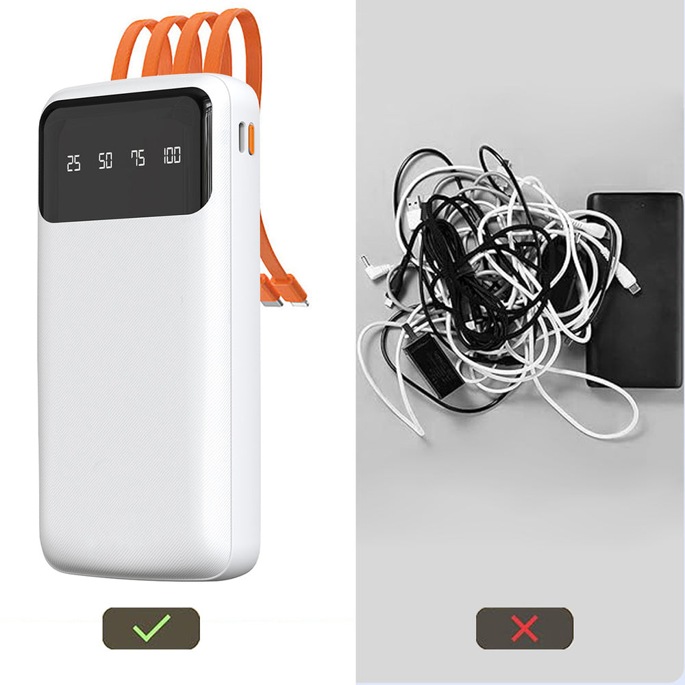 Dudao K6Pro Universal 10000mAh Power Bank med USB-kabel, USB Type C, Lightning hvid (K6Pro-hvid)