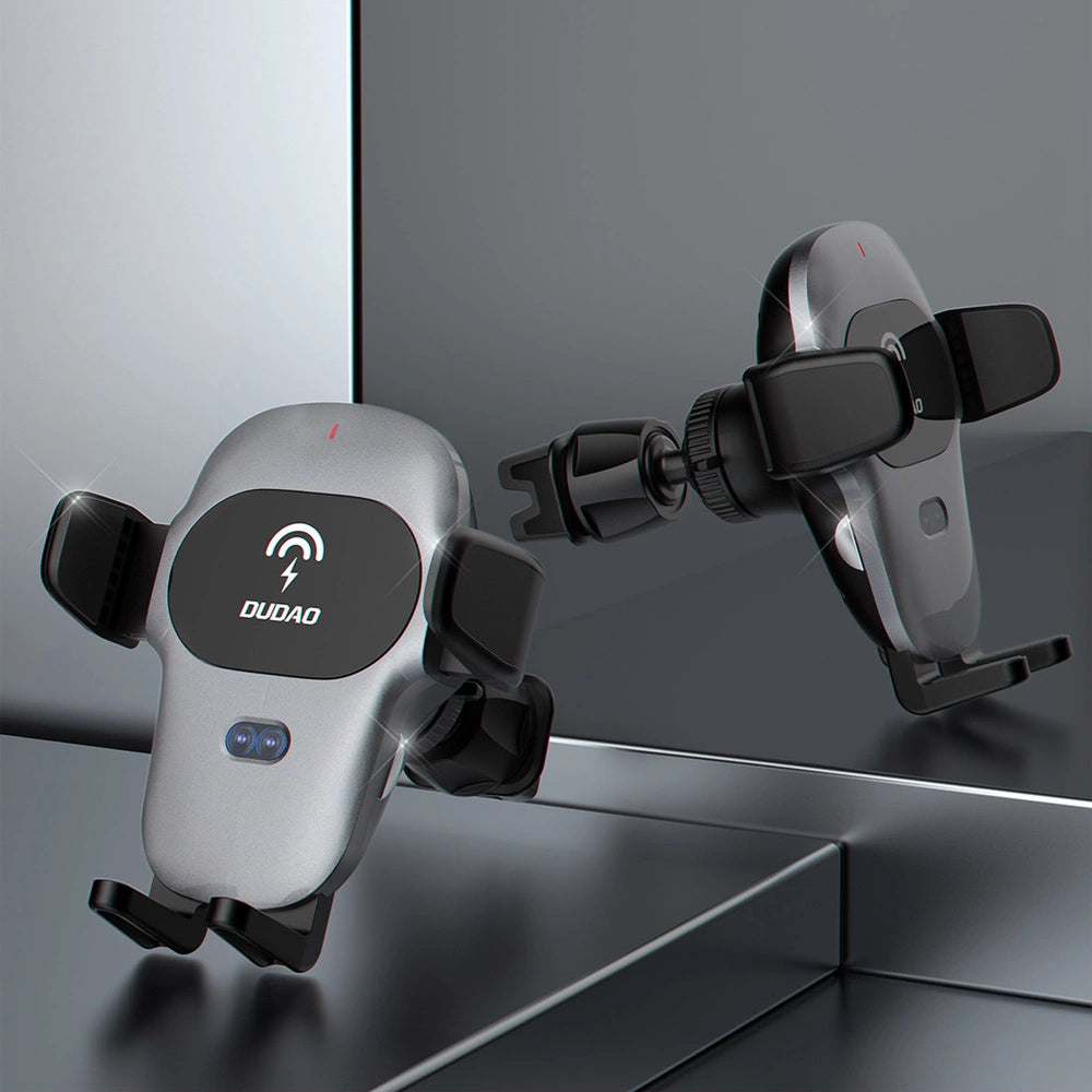 Dudao Automatic Car Holder med indbygget Qi 15W trådløs oplader Grå (F20xs)