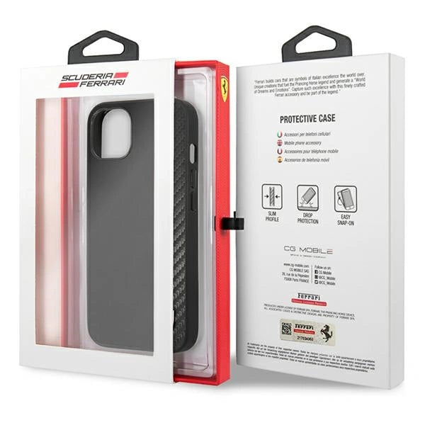 Ferrari FESAXHCP13SBK iPhone 13 mini 5.4" sort/sort hardcase On Track Carbon Stripe