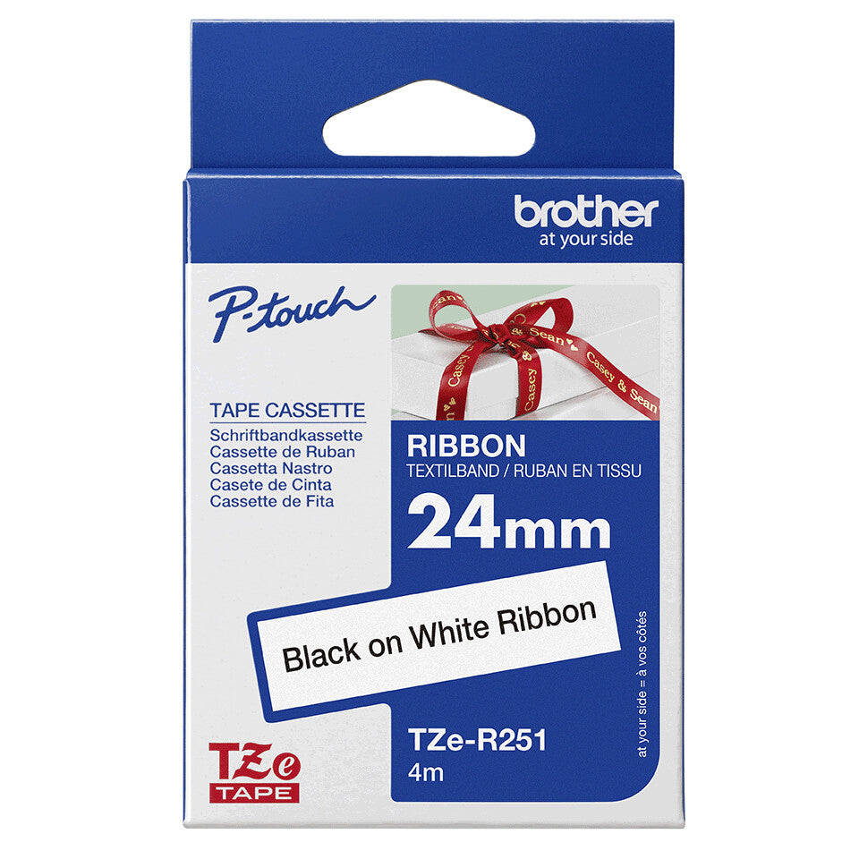 Brother TZE-R251 etiketbånd Sort på hvid