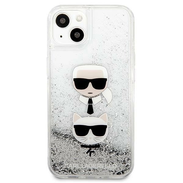 Karl Lagerfeld KLHCP13SKICGLS iPhone 13 mini 5,4" sølv/sølv hårdkasse Flydende Glitter Karl&Choupette Head