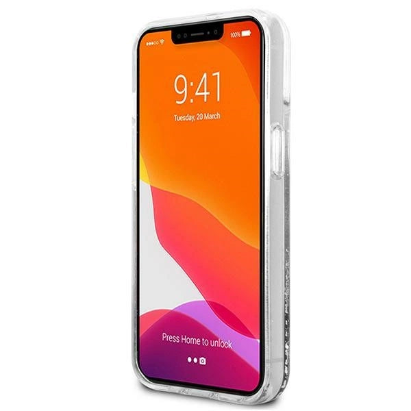 Karl Lagerfeld KLHCP13SKICGLS iPhone 13 mini 5,4" sølv/sølv hårdkasse Flydende Glitter Karl&Choupette Head