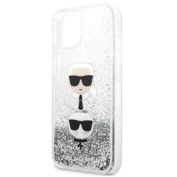 Karl Lagerfeld KLHCP13SKICGLS iPhone 13 mini 5,4" sølv/sølv hårdkasse Flydende Glitter Karl&Choupette Head