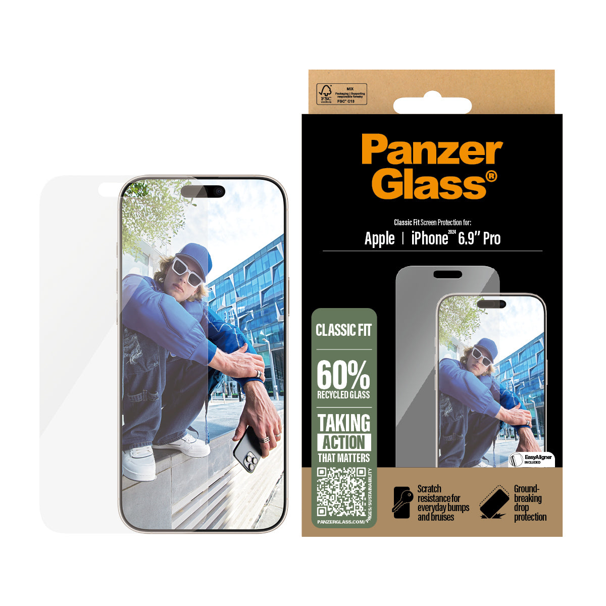 PanzerGlass Screen Protector iPhone 16 Pro Max - Classic Fit