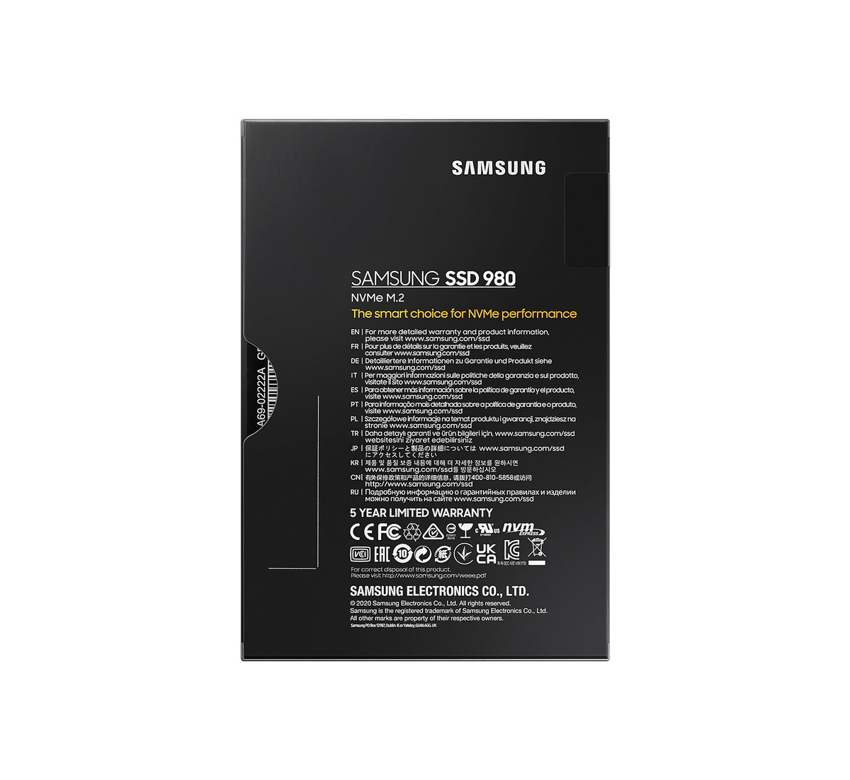 Samsung 980 500 GB M.2 PCI Express 3.0 NVMe V-NAND MLC