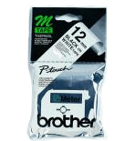 Brother Labelling Tape - 12mm, Black/White, Blister etiketbånd M