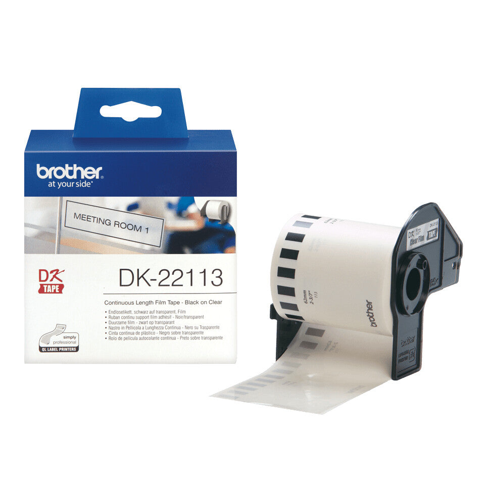 Brother DK-22113 etiketbånd Sort på transparant