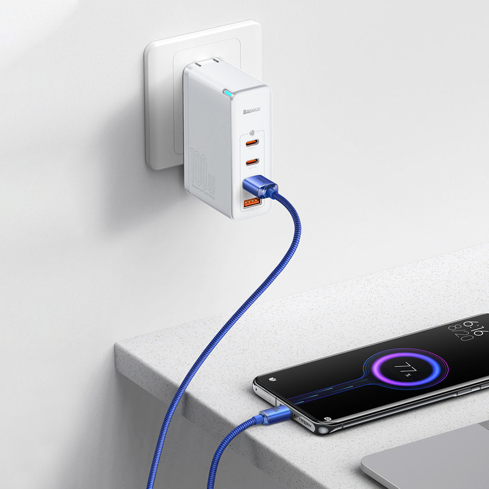 Baseus Crystal Shine Series cable USB cable for fast charging and data transfer USB Type A - USB Type C 100W 1.2m blue (CAJY000403)