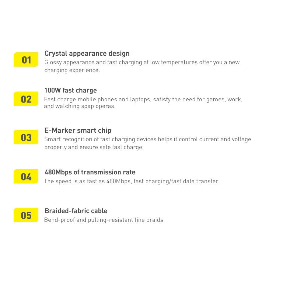 Baseus CAJY000703 USB-C - USB-C PD kabel 100W 480Mb/s 2m - blå
