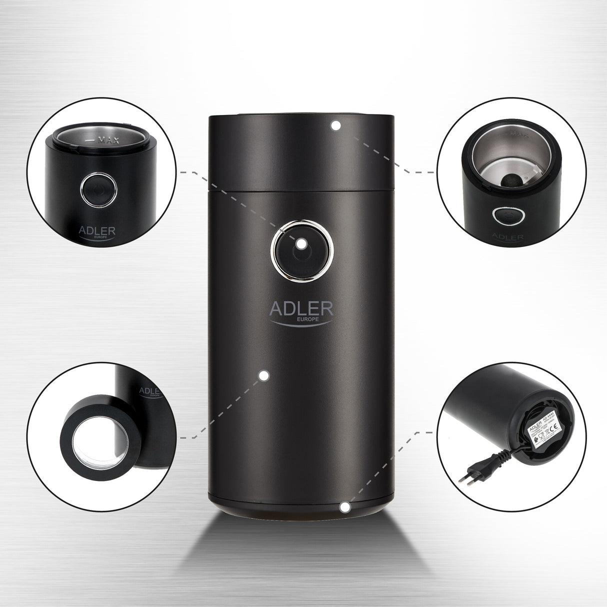 Adler AD4446BS kaffemølle 150 W Sort
