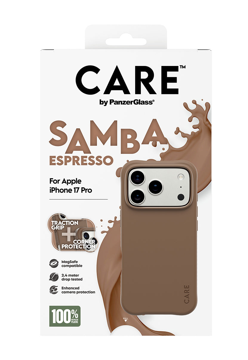 PanzerGlass CARE by ® Fashionable Case Samba Espresso m. MagSafe iPhone 17 Pro