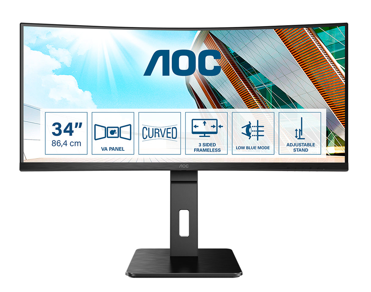 AOC P2 CU34P2A LED display 86,4 cm (34") 3440 x 1440 pixel Quad HD Sort