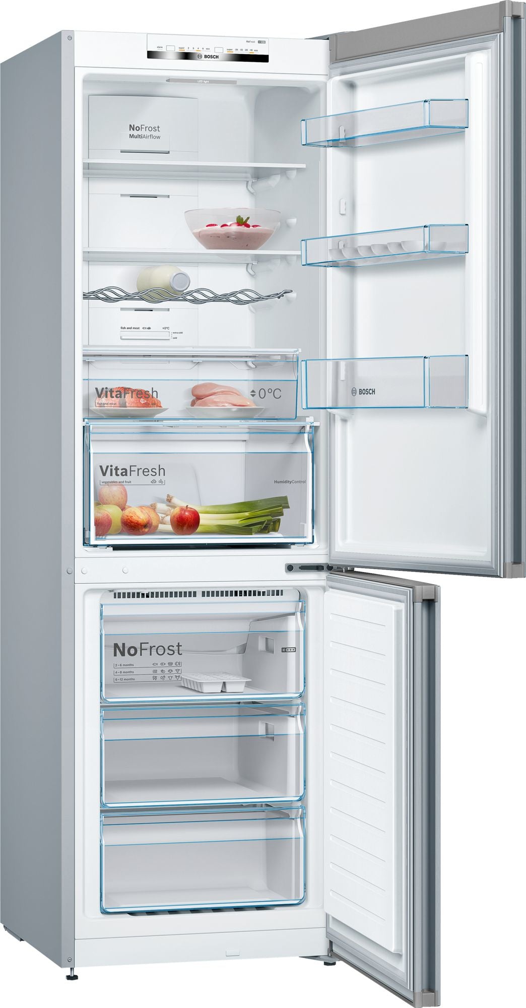 Bosch Serie 4 KGN36VLED køle-/fryseskab Fritstående 326 L Rustfrit stål
