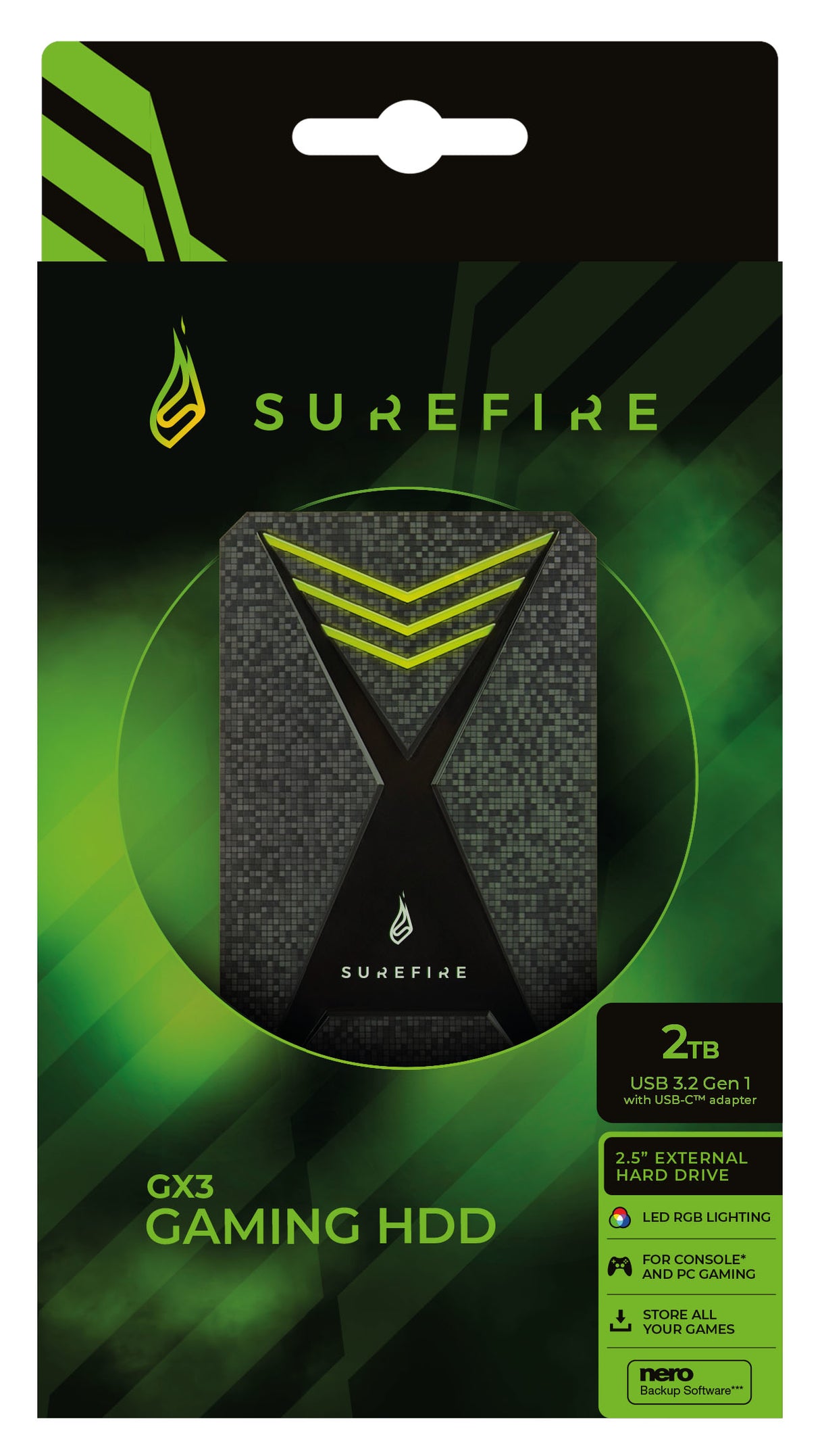 SureFire Gaming ekstern harddisk 2 TB 2.5" Micro-USB B 3.2 Gen 1 (3.1 Gen 1) Sort, Grå