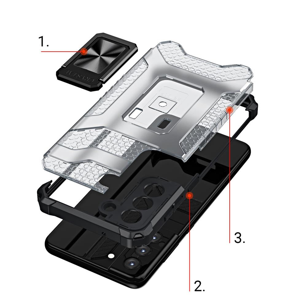 Crystal Ring Case robust hybrid cover + magnetisk holder til Samsung Galaxy S22 + (S22 Plus) blå