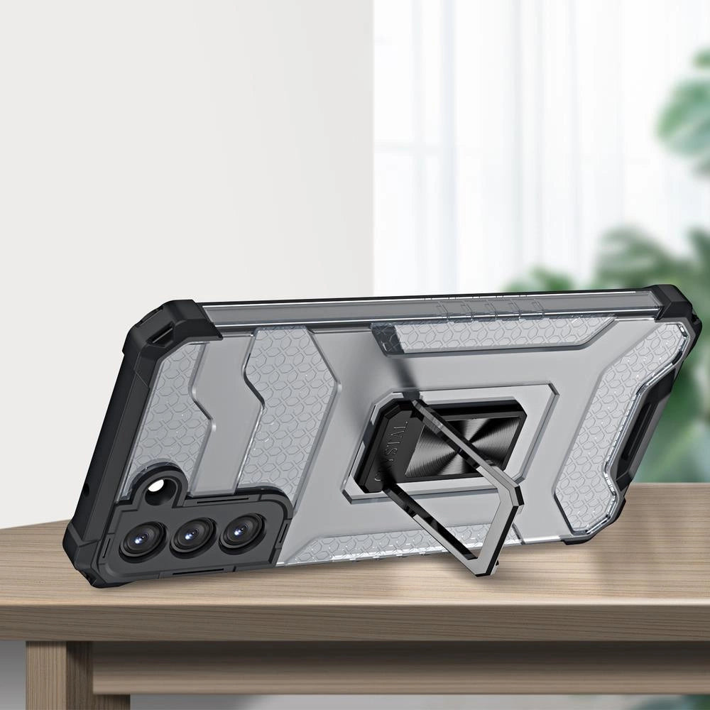 Crystal Ring Case robust hybrid cover + magnetisk holder til Samsung Galaxy S22 + (S22 Plus) sort