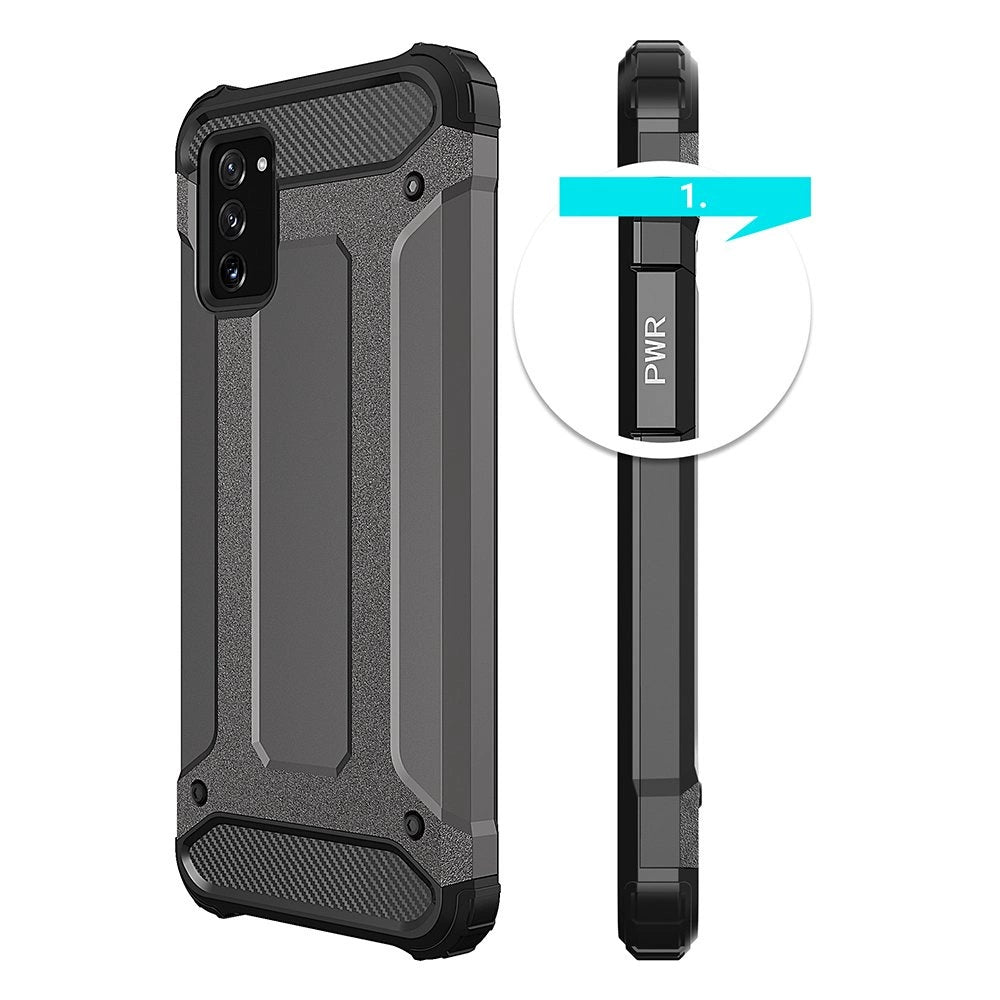 Hybrid Armor Case Tough Rugged Cover til Samsung Galaxy A03s sort