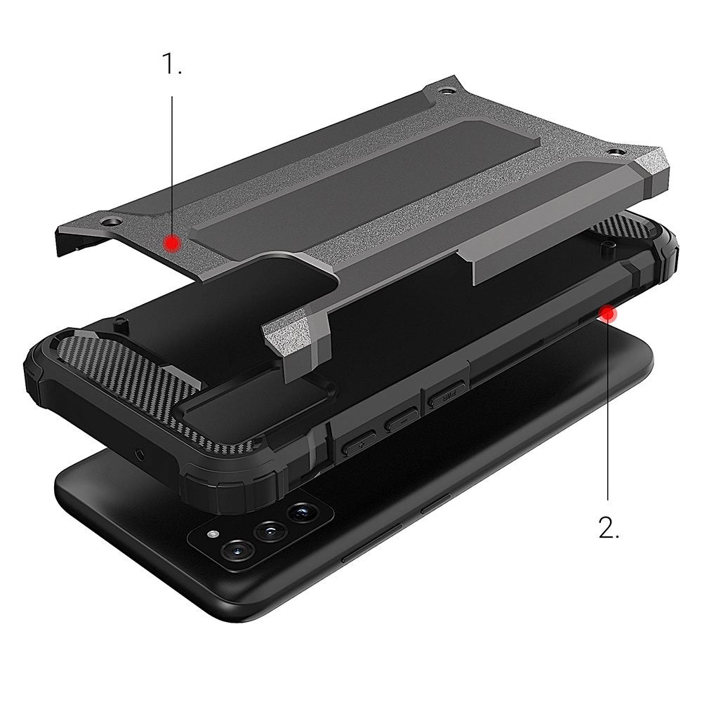 Hybrid Armor Case Tough Rugged Cover til Samsung Galaxy A03s sort