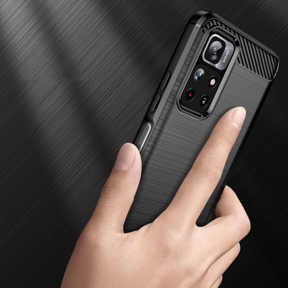 Carbon Case Flexible Cover Sleeve til Xiaomi Redmi Note 11 sort