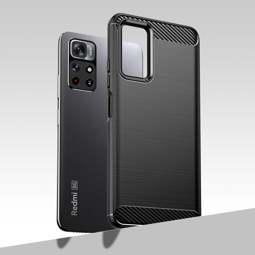 Carbon Case Flexible Cover Sleeve til Xiaomi Redmi Note 11 sort