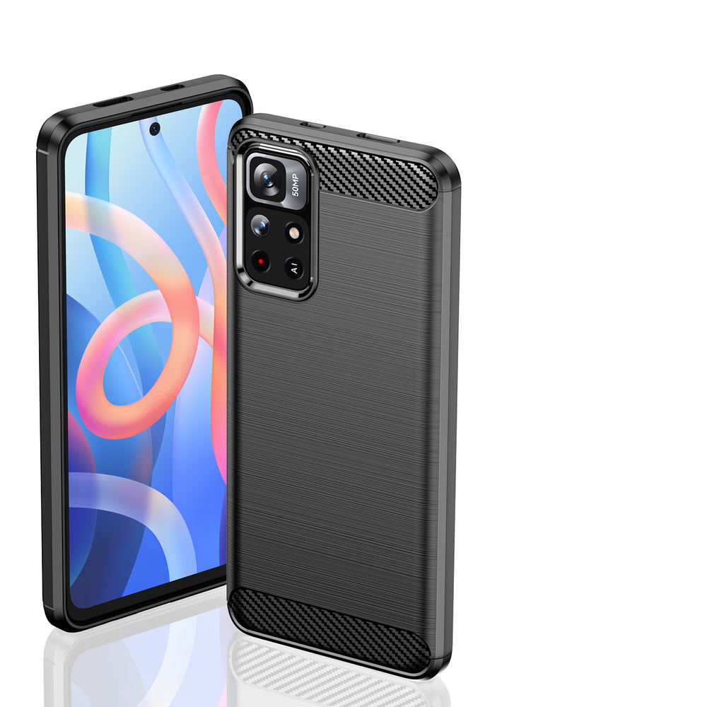 Carbon Case Flexible Cover Sleeve til Xiaomi Redmi Note 11 sort