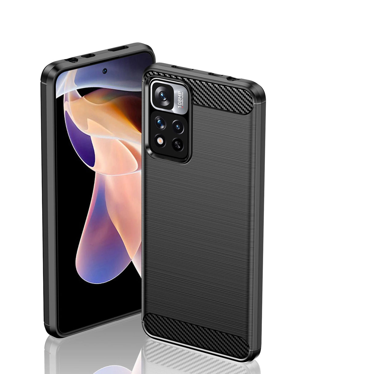 Carbon Case fleksibelt cover til Xiaomi Redmi Note 11 Pro+ 5G (Kina) / 11 Pro 5G (Kina) / Mi11i HyperCharge / Poco X4 NFC sort