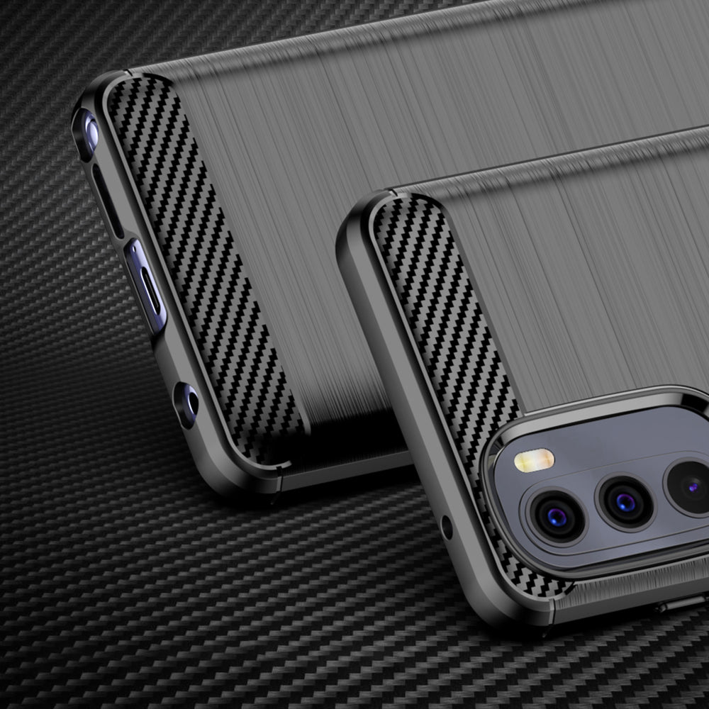 Carbon Case fleksibelt cover til Motorola Moto G Stylus 2022 sort