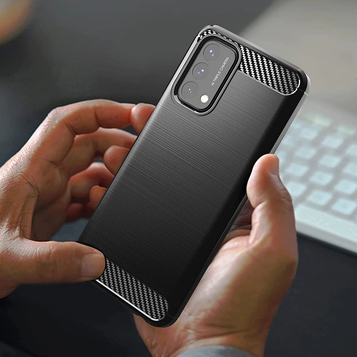 Carbon Case Fleksibel cover til OnePlus Nord N200 5G sort