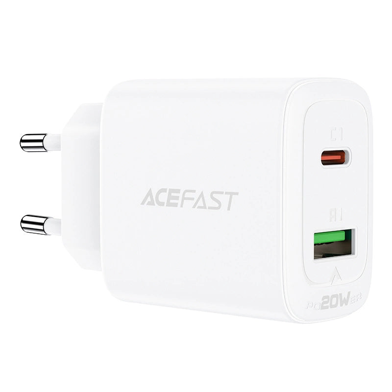 Acefast vægoplader USB Type C / USB 20W, PPS, PD, QC 3.0, AFC, FCP hvid (A25 hvid)