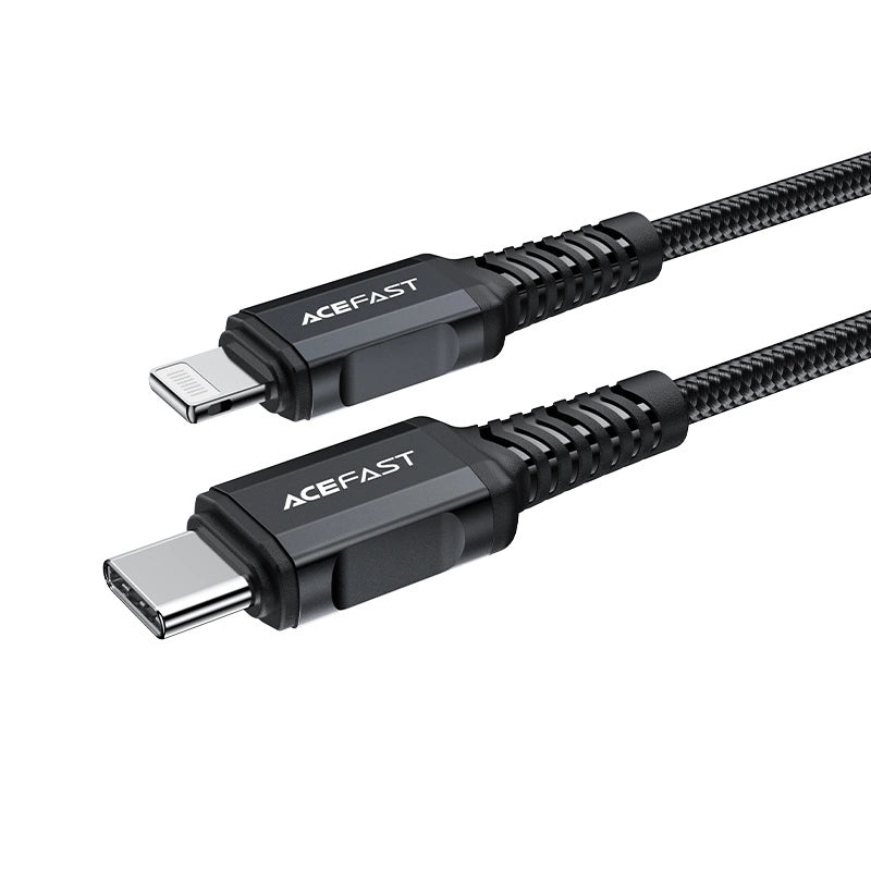 Acefast C4-01 Lightning - USB-C PD-kabel 30W 3A 480Mb/s 1,8m - sort