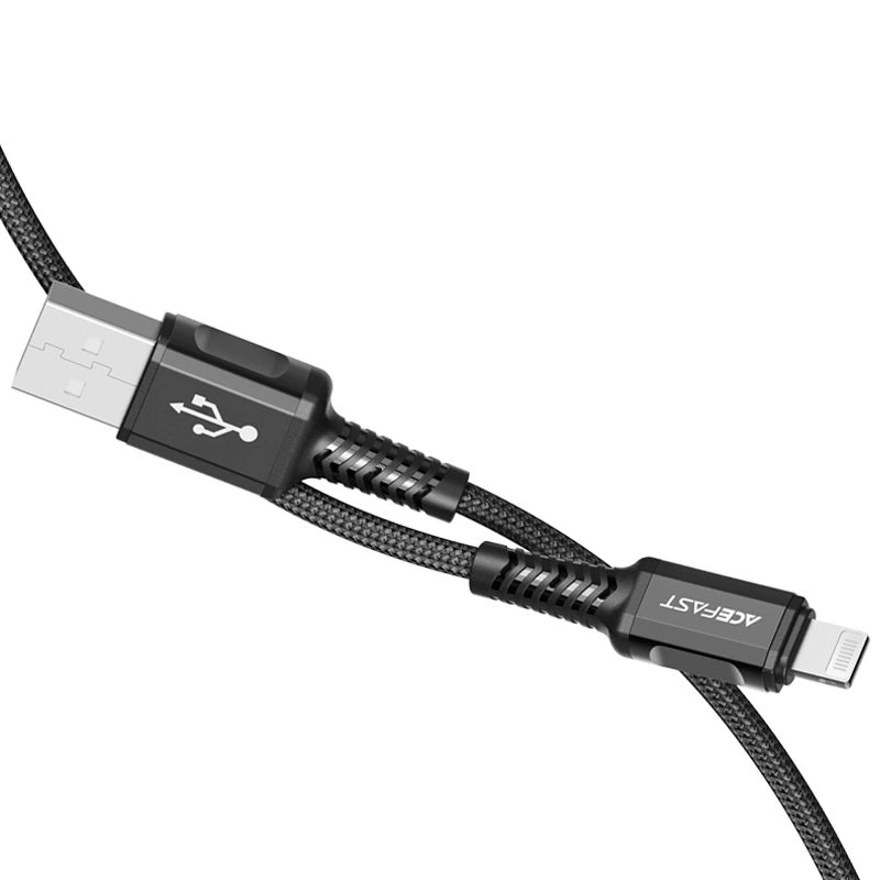 Acefast kabel MFI USB - Lightning 1,2 m, 2,4 A sort (C1-02 sort)