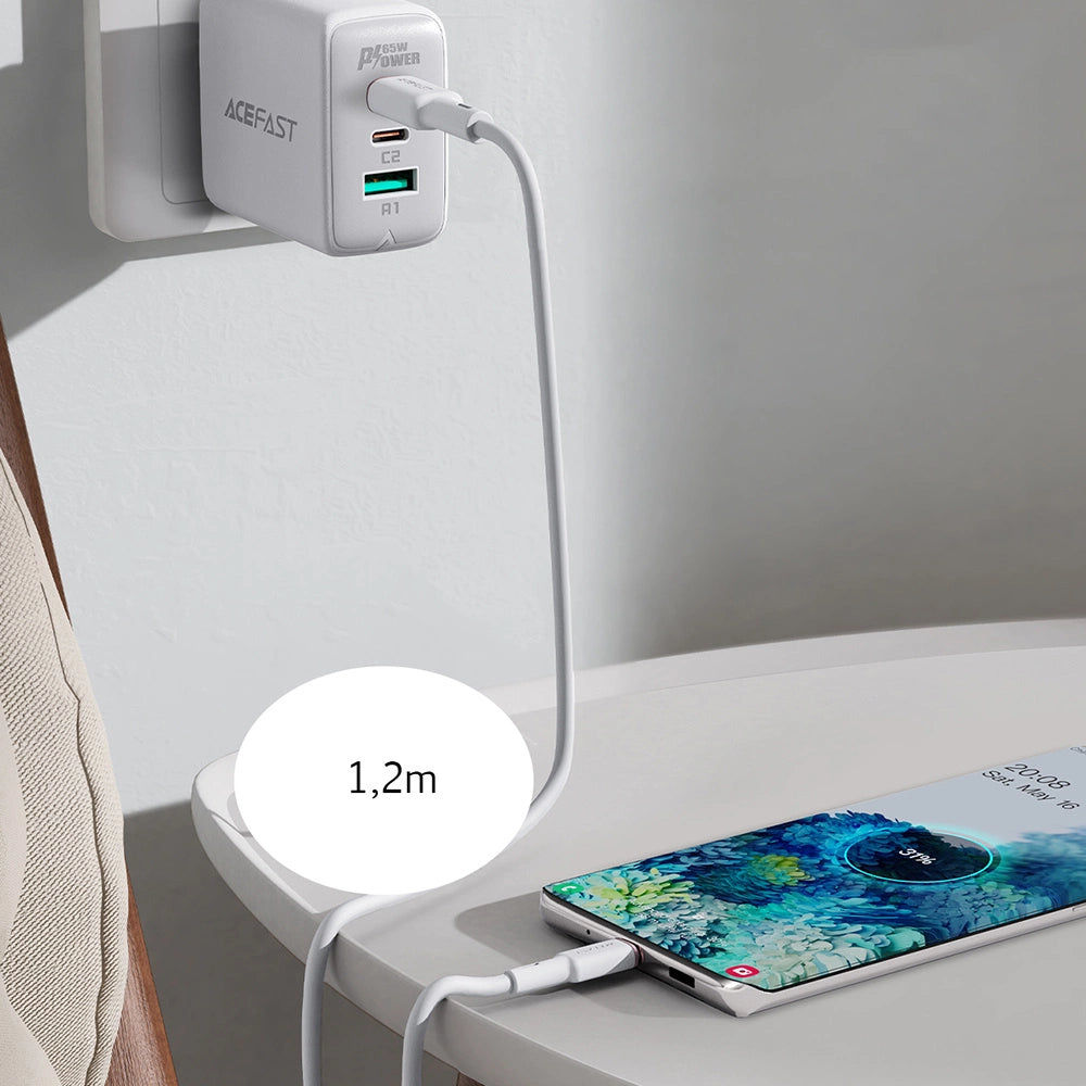 Acefast C2-03-CC USB-C - USB-C PD QC kabel 60W 3A 480Mb/s 1,2m - hvid