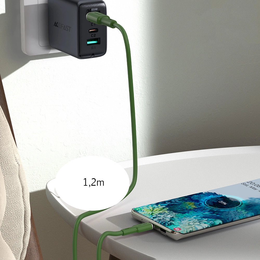 Acefast C2-03-CC USB-C - USB-C PD QC kabel 60W 3A 480Mb/s 1,2m - grøn