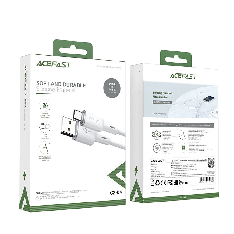 Acefast USB-kabel - USB Type C 1,2 m, 3A hvid (C2-04 hvid)