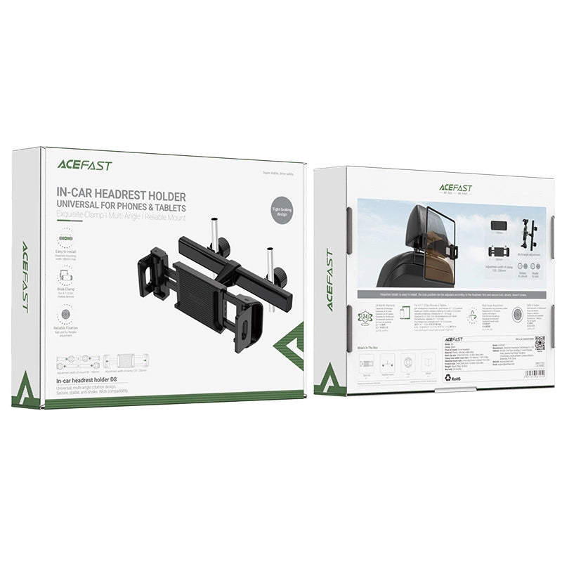 Acefast bilhovedstøtteholder til telefon og tablet (bredde 135-230 mm) sort (D8 sort)