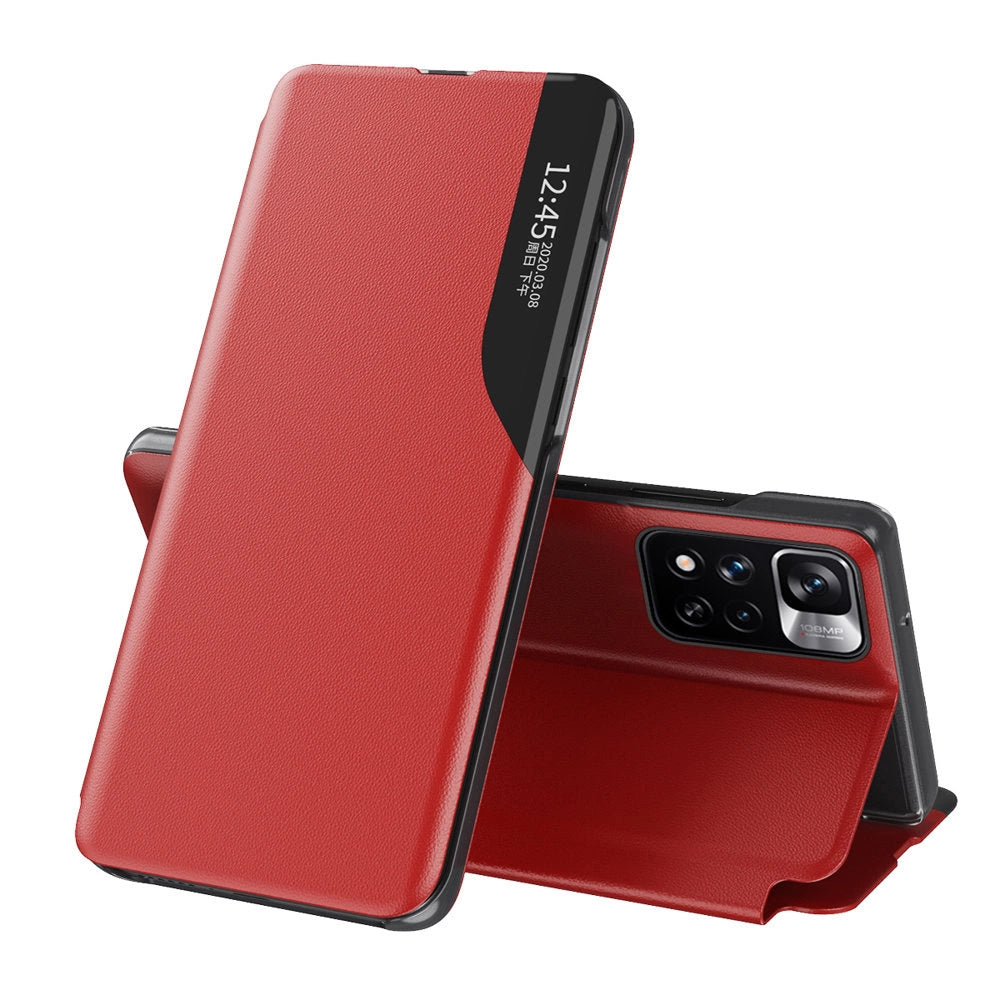 Eco læder View Case Elegant Flip Cover med Stand Function Poco M4 Pro 5G Red