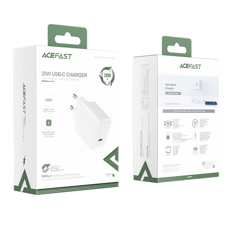 Acefast hurtigoplader USB Type C 20W Power Delivery hvid (A1 EU hvid)