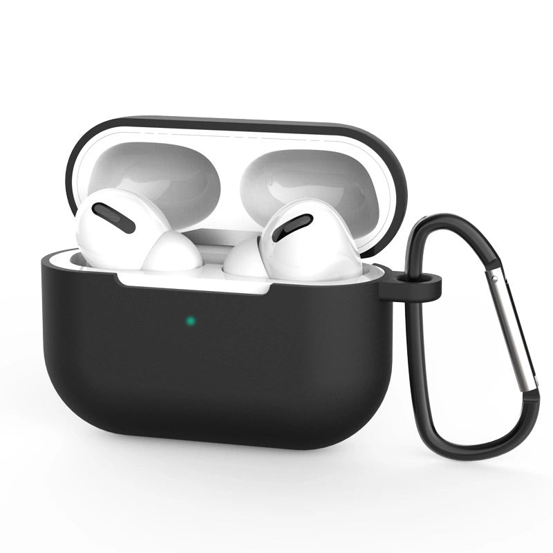 AirPods Pro 2 / AirPods Pro-kasse af silikone, blød kasse til hovedtelefoner + nøglering, hummerklæde, pendant sort (kasse D)